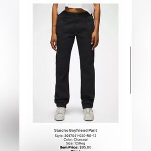 PRANA Sancho Boyfriend Pant charcoal size 10